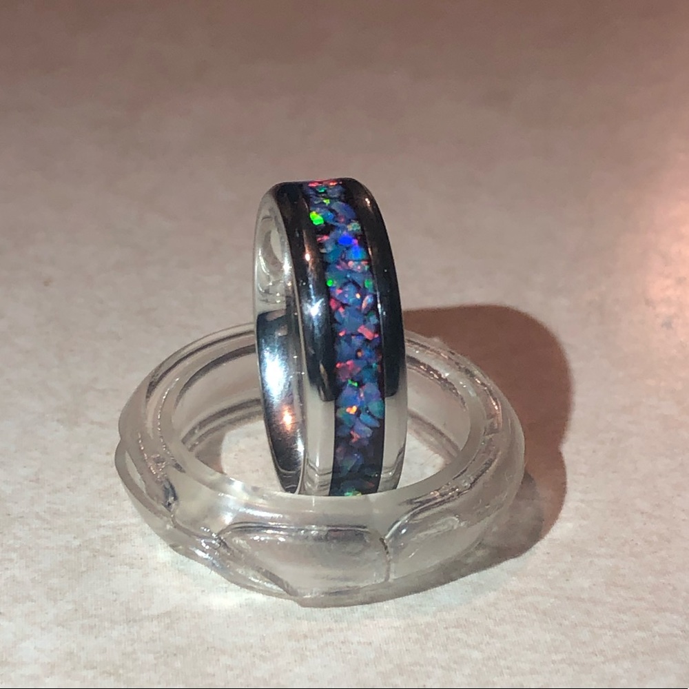 Handcrafted Multi Cornflour Opal Ring - image 5